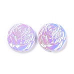 UV Plated Acrylic Beads, Iridescent, Flower, Blue Violet, 23.5x23x5.5mm, Hole: 2mm(SACR-C003-02B)