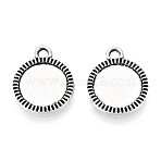 Tibetan Style Alloy Pendant Cabochon Settings, Cadmium Free & Lead Free, Flat Round, Antique Silver, Tray: 10mm, 15.5x12.5x1.5mm, Hole: 1.8mm(PALLOY-N178-01AS)
