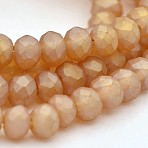 Full Rainbow Plated Faceted Rondelle Glass Beads Strands, Frosted, Sandy Brown, 3x2mm, Hole: 1mm, about 110~115pcs/strand, 13~13.5 inch(EGLA-J054-3x2mm-FR01)