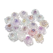 Luminous Transparent Resin Cabochons, Glow in the Dark Flower with Glitter Powder, Mixed Color, 9x9.5x4.5mm(RESI-D013-05B)