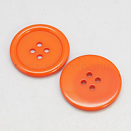 Resin Buttons, Dyed, Flat Round, Dark Orange, 28x3mm, Hole: 2mm, 98pcs/bag(RESI-D030-28mm-06)