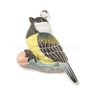 Opaque Resin Pendants, Bird Charms with Platinum Tone Iron Loops, Colorful, 31x28x6mm, Hole: 2mm(CRES-D013-01C)