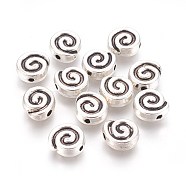 Tibetan Style Alloy Beads, Antique Silver, Lead Free & Cadmium Free & Nickel Free, 9x8x3.5mm, Hole: 2mm(X-LF10827Y-NF)
