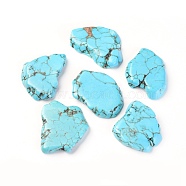Natural Magnesite Beads, Flat Slab Beads, No Hole/Undrilled, Dyed, Nuggets, Turquoise, 30~40x20~30x5~8mm(TURQ-L031-012)