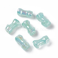 UV Plating Rainbow Iridescent Acrylic Beads, Bamboo Stick, Pale Turquoise, 24.5x13x11.5mm, Hole: 3mm(PACR-M003-06A)