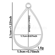 Non-Tarnish Stainless Steel Open Back Bezel Pendants, For DIY UV Resin, Epoxy Resin, Pressed Flower Jewelry, Stainless Steel Color, Teardrop, 31x19x3mm, Hole: 2.2mm(PW-WGB5BE7-16)