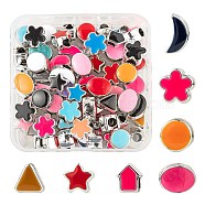 70Pcs 7 Style UV Plating Acrylic European Beads, with Enamel, Large Hole Beads, Flower & Flat Round & Oval & Allow & Star & Moon & Triangle, Mixed Color, 10.5~15x7.5~11.5x7.5~10mm, Hole: 4~5mm, 10pcs/style(OACR-LS0001-05)