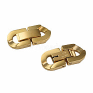 304 Stainless Steel Fold Over Clasps, Oval, Golden, 19x9x3mm, Hole: 2x3.5mm(X-STAS-N087-48B-02G)