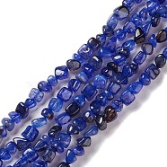 Natural Agate Beads Strands, Nuggets, Dyed & Heated, Medium Blue, 5~11x5~12x5~11mm, Hole: 1~1.4mm, about 39~50pcs/strand, 14.17~14.96 inch(36~38cm)(G-F745-07)