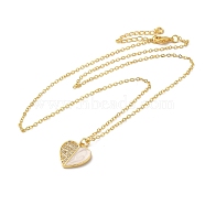 Brass Enamel with Rhinestone Pendant Necklace, Heart, Golden, 17.60 inch(44.7cm)(NJEW-Q320-01B-G)