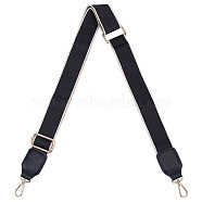 Adjustable Nylon Wide Bag Shoulder Straps, with Alloy Buckles & Clasps, Black, 89~124cm(FIND-WH0110-366B)