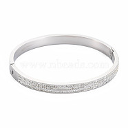 Crystal Rhinestone Triple Line Bangle, Stainless Steel Hinged Bangle with Polymer Clay for Women, Stainless Steel Color, Inner Diameter: 2x2-1/4 inch(5x5.8cm)(BJEW-N017-004P)