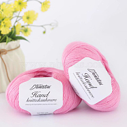Wool Yarn for Sweater Hat, 4-Strands Wool Threads for Knitting Crochet Supplies, Pearl Pink, about 656.17 Yards(600m)/Roll(YCOR-PW0001-002D)