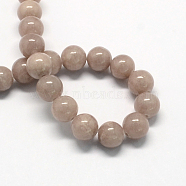 Natural Dyed Yellow Jade Gemstone Bead Strands, Round, Camel, 12mm, Hole: 1.5mm, about 33pcs/strand, 15.7 inch(G-R271-12mm-YXS06)