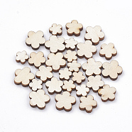 Undyed Natural Wood Beads, No Hole/Undrilled, Flower, Blanched Almond, 7~11x7.5~11.5x2.5mm(X-WOOD-N002-03)