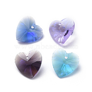 Glass Rhinestone Charms, Faceted, Heart, Mixed Color, 12x12x5.5mm, Hole: 1.2mm(RGLA-L023-D-M)