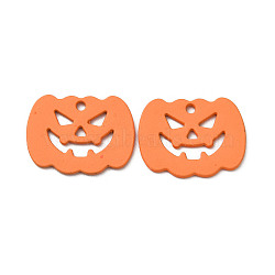 Halloween Alloy Pendants, Cadmium Free & Nickel Free & Lead Free, Pumpkin, Dark Orange, 14x18x1mm, Hole: 1.4mm(PALLOY-E028-12)