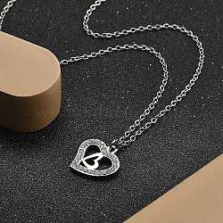 304 Stainless Steel Crystal Rhinestone Heart Pendant Cable Chain Necklaces for Women, Stainless Steel Color, 17.91 inch(45.5cm), Pendant: 16x16mm.(NJEW-Z056-01C-P)