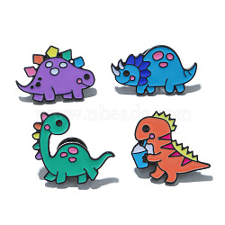 Dinosaur Enamel Pins, Electrophoresis Black Alloy Brooch for Backpack Clothes, Mixed Color, 25~33x17~25mm, 4pcs/set(WG90669-01)