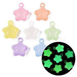Luminous Transparent Acrylic Pendants, Star Charms, Glow in the Dark, Mixed Color, 18~18.5x15x8.5mm, Hole: 2mm, about 588pcs/500g(OACR-Q197-18)