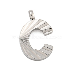 304 Stainless Steel Charms, Handmade Engrave Figure, Full Polished, Stainless Steel Color, Letter C, 13.5x8.5x2mm, Hole: 1.8mm(STAS-G345-01P-C)