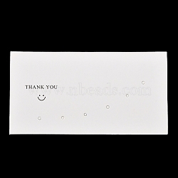 Paper Earring Display Cards, Smiling Face Print Jewelry Display Cards for Earring Studs, White, Rectangle, 5x9.5x0.05cm, Hole: 1.6mm, about 100pcs/bag(CDIS-F007-05)