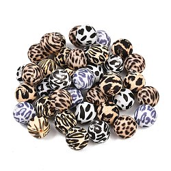 40Pcs 8 Styles Round Silicone Focal Beads, Mixed Color, 15mm(SIL-YW0002-52)