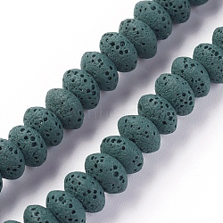 Natural Lava Rock Beads Strands, Dyed, Rondelle, Dark Slate Gray, 9x5~5.5mm, Hole: 2mm, about 37 pcs/Strand, 7.87 inch(20cm)(G-F671-01A-03)