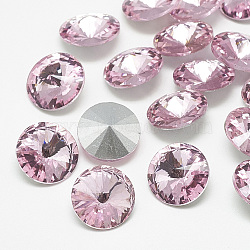 Pointed Back Glass Rhinestone Cabochons, Rivoli Rhinestone, Back Plated, Faceted, Cone, Light Rose, 18x8.5~9mm(RGLA-T086-18mm-10)