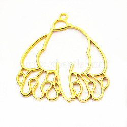 Alloy Open Back Bezel Pendants, For DIY UV Resin, Epoxy Resin, Pressed Flower Jewelry, Elephant, Golden, 52x51mm(PALLOY-E524-D04-G)