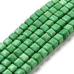 Natural Agate Beads Strands, Dyed, Cube, Medium Spring Green, 4.5x4.5x4.5mm, Hole: 1.2mm, about 88pcs/strand, 15.04''(38.2cm)(G-M422-A01-02M)
