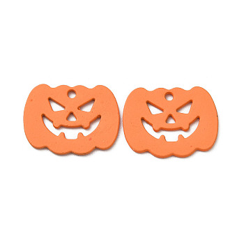 Halloween Alloy Pendants, Cadmium Free & Nickel Free & Lead Free, Pumpkin, Dark Orange, 14x18x1mm, Hole: 1.4mm