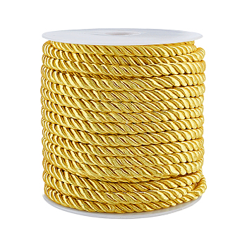 3-Ply Polyester Cord, with Spool, Twisted Rope, for DIY Cord Jewelry Findings, Gold, 5mm, Spool: 82x83mm, about 18m/roll