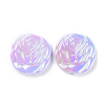 UV Plated Acrylic Beads, Iridescent, Flower, Blue Violet, 23.5x23x5.5mm, Hole: 2mm