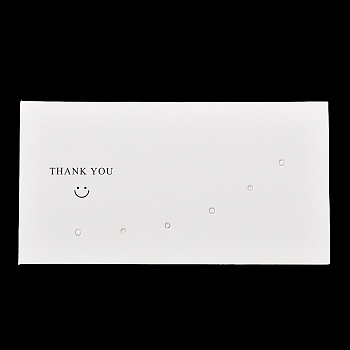 Paper Earring Display Cards, Smiling Face Print Jewelry Display Cards for Earring Studs, White, Rectangle, 5x9.5x0.05cm, Hole: 1.6mm, about 100pcs/bag