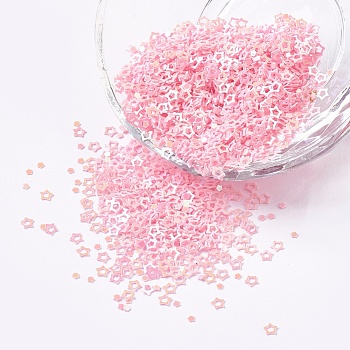 Ornament Accessories Plastic Paillette/Sequins Beads, Star, Pink, 3.5x3.5x0.1mm, about 450000pcs/pound