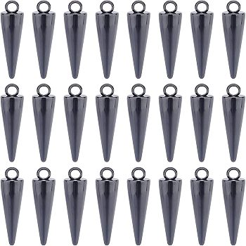 24Pcs 201 Stainless Steel Pendants, Spike/Cone, Electrophoresis Black, 17.5x5mm, Hole: 1.4mm