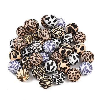 40Pcs 8 Styles Round Silicone Focal Beads, Mixed Color, 15mm
