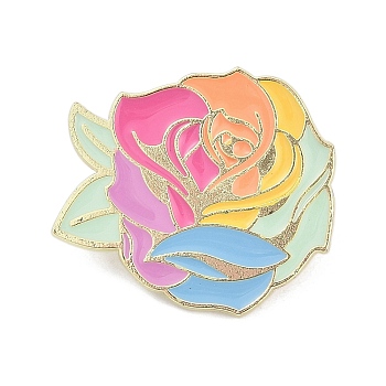 Rose Enamel Pins, Alloy Brooches for Backpack Clothes, Colorful, 28x36.5mm