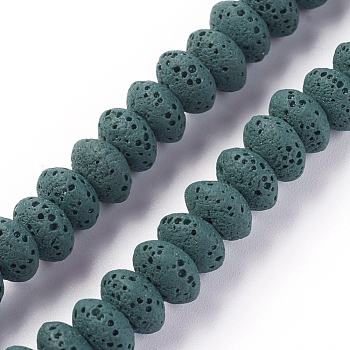Natural Lava Rock Beads Strands, Dyed, Rondelle, Dark Slate Gray, 9x5~5.5mm, Hole: 2mm, about 37 pcs/Strand, 7.87 inch(20cm)