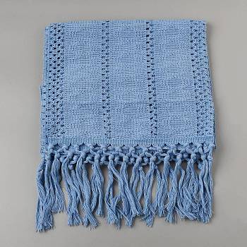 Cotton and Linen Table Runner for Dining Table, Rectangle, Light Sky Blue, 1600x300x8mm