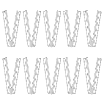 10Pcs Alloy Bikini Clips, Bra Clasp Replacement Part, Lingerie Chest Closure, V Shape, Platinum, 66x33x2.8mm, Inner Diameter: 60x1.8mm