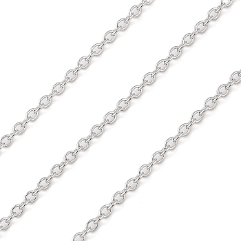 Rhodium Plated 925 Sterling Silver Cable Chains, Soldered, Platinum, 1.8x1.5x0.3mm