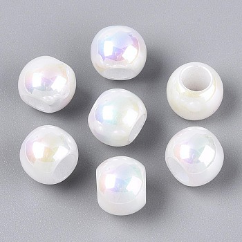 ABS Plastic European Beads, Large Hole Beads Beads, Rondelle, Creamy White, 9x11.5mm, Hole: 6mm