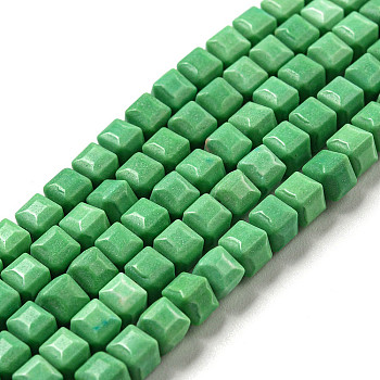 Natural Agate Beads Strands, Dyed, Cube, Medium Spring Green, 4.5x4.5x4.5mm, Hole: 1.2mm, about 88pcs/strand, 15.04''(38.2cm)