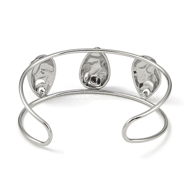 Non-Tarnish 304 Stainless Steel Wide Hollow Textured Horse Eye Opaen Cuff Bangles(BJEW-Q348-06P-01)-3