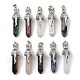 Natural & Synthetic Mixed Gemstone Pointed Pendants(G-Z033-15P)-1