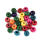 Spray Painted Natural Maple Wood Beads, Rondelle, Mixed Color, 6~6.5x4.5~5mm, Hole: 1.8~2mm(WOOD-N018-04)