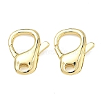 Brass Lobster Claw Clasps, Long-Lasting Plated, Rack Plating, Lead Free & Cadmium Free, Real 18K Gold Plated, 19.5x16x4.5mm, Hole: 3.5x2.8mm(KK-B170-16G)