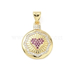 Valentine's Day Brass Micro Pave Colorful Cubic Zirconia Pendants, Heart Charms, Golden, 20.5x16x3.5mm, Hole: 5x3mm(KK-L273-01G-03)
